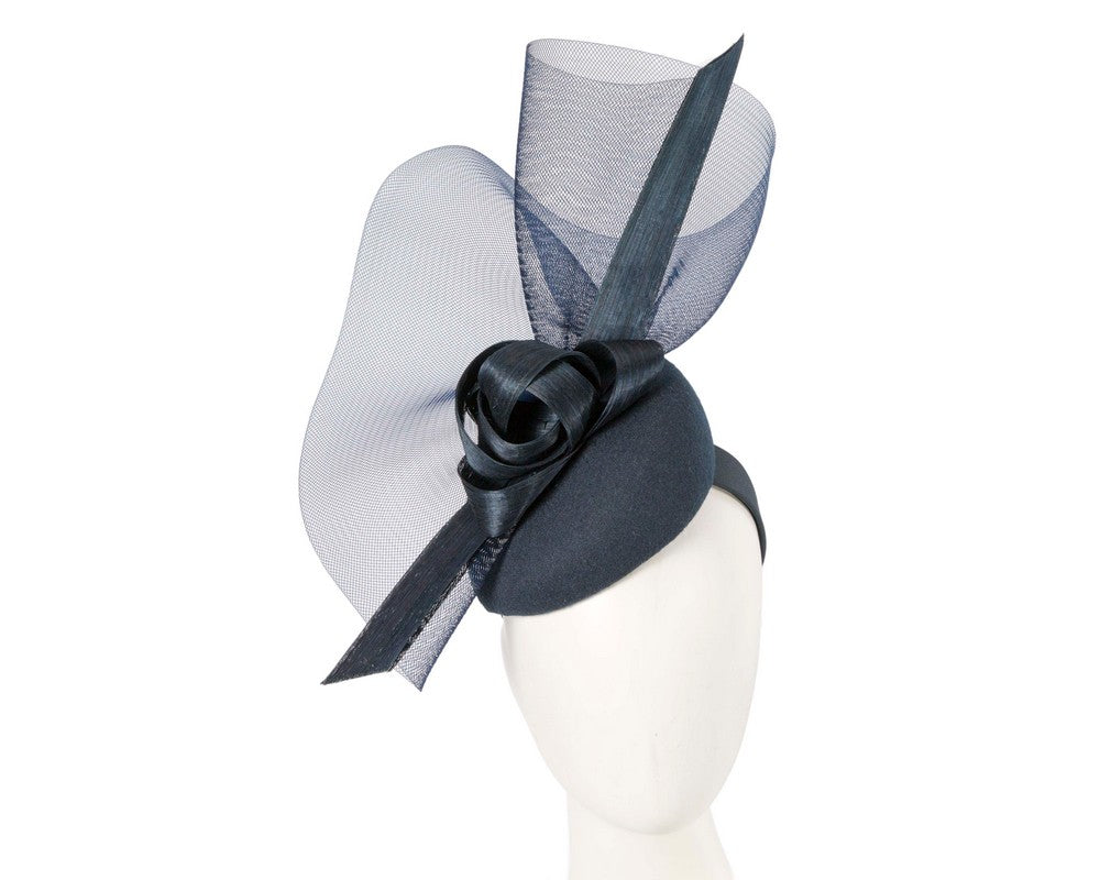 Tall navy winter racing fascinator by Fillies Collection-0